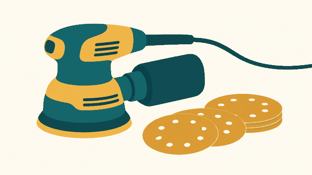 Editorial illustration of orbital sander